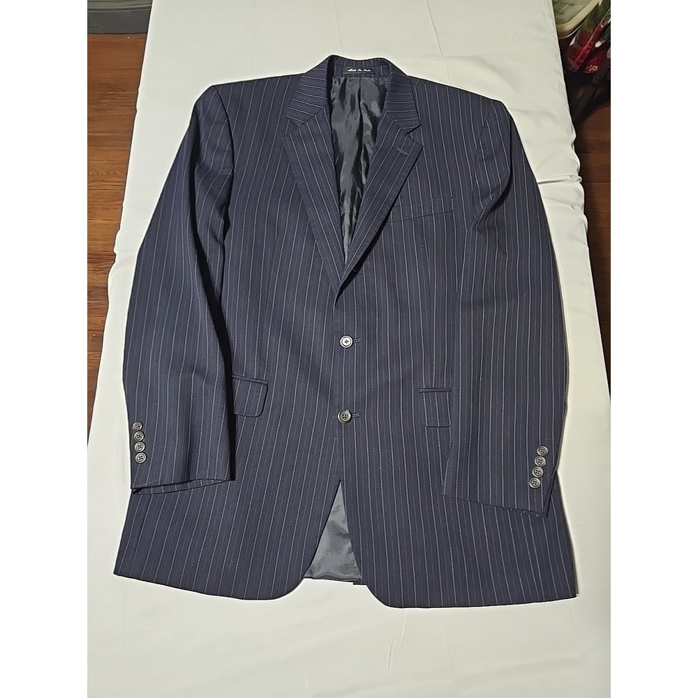 Chaps Ralph Lauren Blue Pin Stripe Men's  WOOL SPORT COAT 42L blazer suit jacket